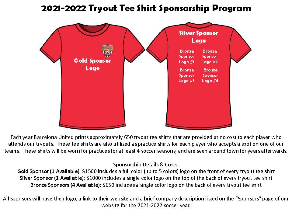 Tryout Tee Shirt Sponsorship Program